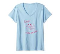 Femme Chien de surf, chiot sur une planche de surf, à voir sur la prochaine vague T-Shirt avec Col en V