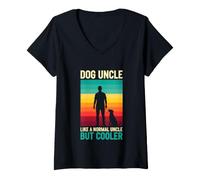 Femme Chien drôle Oncle Disant comme Un Oncle Normal mais Cool T-Shirt avec Col en V