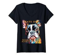 Femme Chien du Territoire du Massachusetts, The Boston Terrier Artistic T-Shirt avec Col en V
