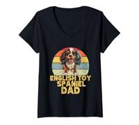 Femme Chien épagneul Anglais rétro drôle propriétaire Amoureux des Chiens T-Shirt avec Col en V