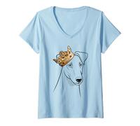 Femme Chien Fox Terrier lisse portant une couronne T-Shirt avec Col en V
