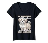Femme Chien Havanais T-Shirt avec Col en V