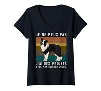Femme Chien Je Ne Peux Pas J'Ai Des Projets Avec Mon Border Collie T-Shirt avec Col en V