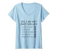 Femme Chien Lover Funny - Crazy Dog Lady Couvert de Poils de Chien T-Shirt avec Col en V