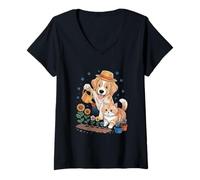 Femme Chien Maman et Chat Maman - Amour Chiot et Chaton T-Shirt avec Col en V
