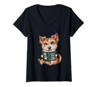 Femme Chien Mignon avec Comment Former Votre Livre Humain T-Shirt avec Col en V