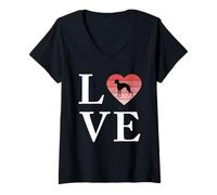 Femme Chien Race Italian Greyhound Mot Amour Typographie rétro T-Shirt avec Col en V