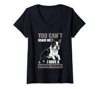 Femme Chien terrier de Boston T-Shirt avec Col en V