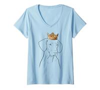 Femme Chien Vizsla portant une couronne T-Shirt avec Col en V