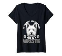 Femme Chien West Highland White Terrier Westie T-Shirt avec Col en V