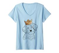 Femme Chien Yorkiepoo portant une couronne T-Shirt avec Col en V