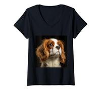 Femme Chiens Cavalier King Charles Spaniel T-Shirt avec Col en V