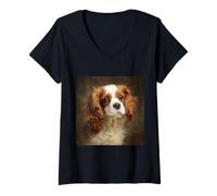 Femme Chiens Cavalier King Charles Spaniel T-Shirt avec Col en V