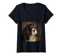 Femme Chiens Cavalier King Charles Spaniel T-Shirt avec Col en V