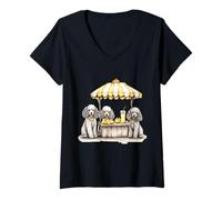 Femme Chiens de caniche standard mignons qui courent une limonade Stand Funny Dog T-Shirt avec Col en V