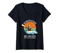 Femme Chiens de Kayak en Eau vive et café me Font Sentir Moins meurtrier T-Shirt avec Col en V