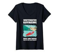 Femme Chiens de Kayak en Eau vive et café me Font Sentir Moins meurtrier T-Shirt avec Col en V