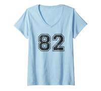 Femme Chiffres de Sport Vintage 82 Quatre-Vingt-Deux T-Shirt avec Col en V