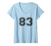 Femme Chiffres de Sport Vintage 83 Quatre-Vingt-Trois T-Shirt avec Col en V