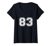 Femme Chiffres de Sport Vintage 83 Quatre-Vingt-Trois T-Shirt avec Col en V