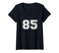 Femme Chiffres de Sport Vintage 85 Quatre-Vingt-Cinq T-Shirt avec Col en V