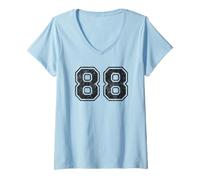 Femme Chiffres de Sport Vintage 88 Quatre-Vingt-Huit T-Shirt avec Col en V