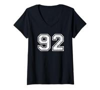 Femme Chiffres de Sport Vintage 92 Quatre-Vingt-Deux T-Shirt avec Col en V