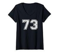 Femme Chiffres de Sport Vintage Soixante-Treize T-Shirt avec Col en V