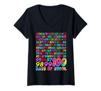 Femme Chiffres mathématiques 100 jours pour enseignants du 100e jour d'école T-Shirt avec Col en V