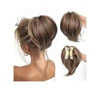 Femme Chignon à pinces décoiffé for femme, extension de queue de cheval haute, courte et lisse, chignon ébouriffé Facile à utiliser(#144)