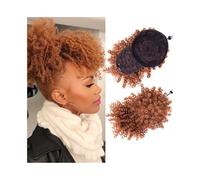 Femme Chignon afro bouffant avec frange, postiche synthétique crépu et bouclé avec cordon de serrage Facile à utiliser(30)