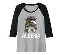 Femme Chignon Algérie Fille Décoiffé Design Fière Algérienne Femme Manche Raglan