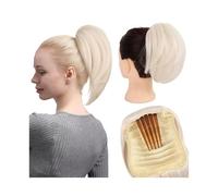 Femme Chignon synthétique avec cordon élastique et queue de cheval courte, extension capillaire à clipser Facile à utiliser(60)
