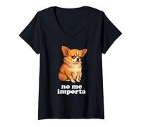 Femme Chihuahua drôle Parle Espagnol - Je m en fiche T-Shirt avec Col en V