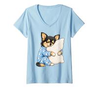 Femme Chihuahua endormi dans Un Pyjama Mignon pour Chien T-Shirt avec Col en V