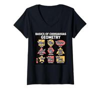 Femme Chihuahua Géométrie Mathématiques Chihuahua Art Drôle Chihuahua T-Shirt avec Col en V