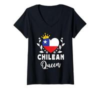 Femme Chilean Queen Chile Flag Proud Chilean Woman T-Shirt avec Col en V