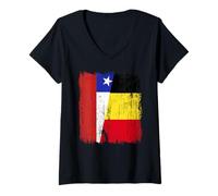 Femme Chili, Belgique, demi drapeau chilien, maillot belge T-Shirt avec Col en V