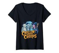 Femme Chillin 'avec mon costume d'Halloween Creeps T-Shirt avec Col en V