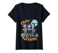 Femme Chillin 'avec mon costume d'Halloween Creeps T-Shirt avec Col en V