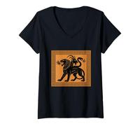 Femme Chimère Légende Mythologie Grecque Art Ancien Histoire Mythe T-Shirt avec Col en V
