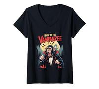 Femme Chimpanzé Vampire Chimpanzé Vampanzé Halloween T-Shirt avec Col en V