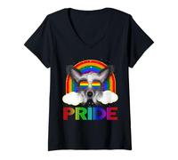 Femme Chinese Crested Dog LGBT Rainbow Gay Lesbian LGBT Pride T-Shirt avec Col en V
