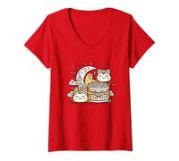 Femme Chinese Mid Autumn Moon Rabbit MoonCake Festival Zhongqiu T-Shirt avec Col en V