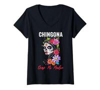 Femme Chingona Como Mi Madre T-Shirt avec Col en V