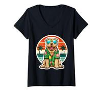 Femme Chinois Shar-Pei propriétaire de chien Summer Vibes Vacation Tropical T-Shirt avec Col en V