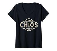Femme Chios Grèce Nautical City Travel Design T-Shirt avec Col en V