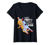 Femme Chiot Bouledogue français - I Didn't Fart My Butt Blew You A Kiss T-Shirt avec Col en V