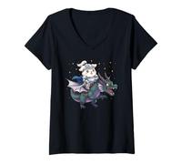 Femme Chiot Chien Chevalier Équitation Dragon Médiéval Ren Faire Graphique T-Shirt avec Col en V