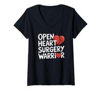 Femme Chirurgie à cœur Ouvert Survivant Guerrier Chirurgie de Pontage Cardiaque T-Shirt avec Col en V
